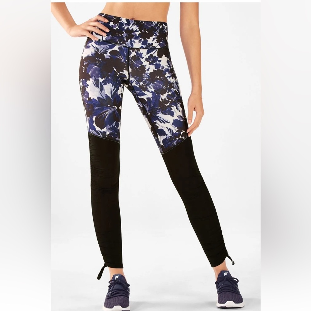 FABLETICS Cashel Foldover Colorblock Powerform Leggings NWT Black/ Blue XS